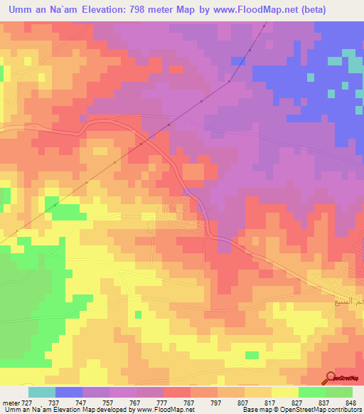 Umm an Na`am,Jordan Elevation Map