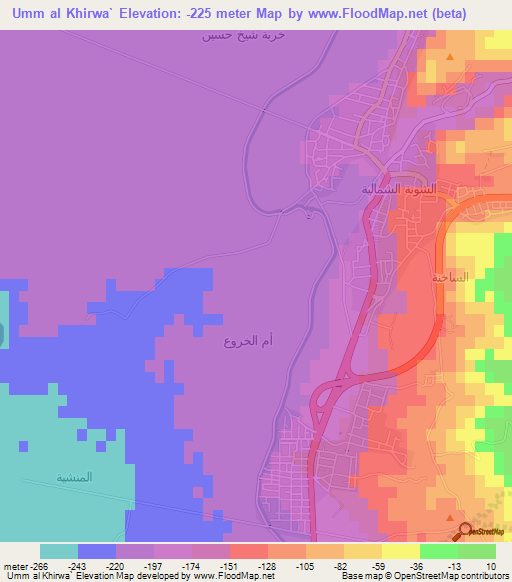 Umm al Khirwa`,Jordan Elevation Map