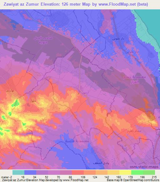 Zawiyat az Zumur,Tunisia Elevation Map