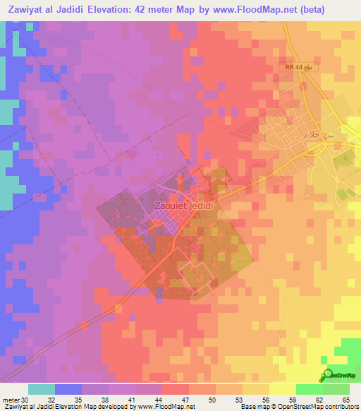Zawiyat al Jadidi,Tunisia Elevation Map