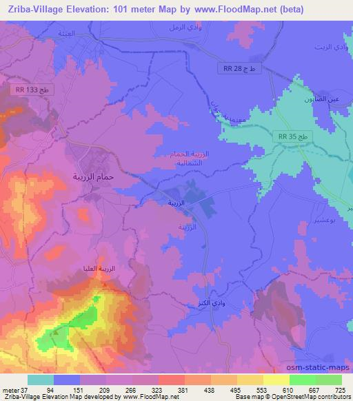 Zriba-Village,Tunisia Elevation Map