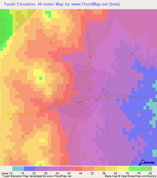 Tuzah,Tunisia Elevation Map