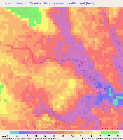 Tobag,Tunisia Elevation Map