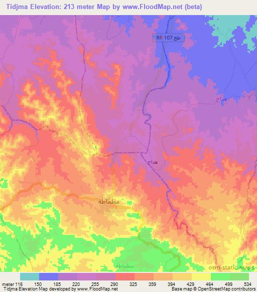 Tidjma,Tunisia Elevation Map