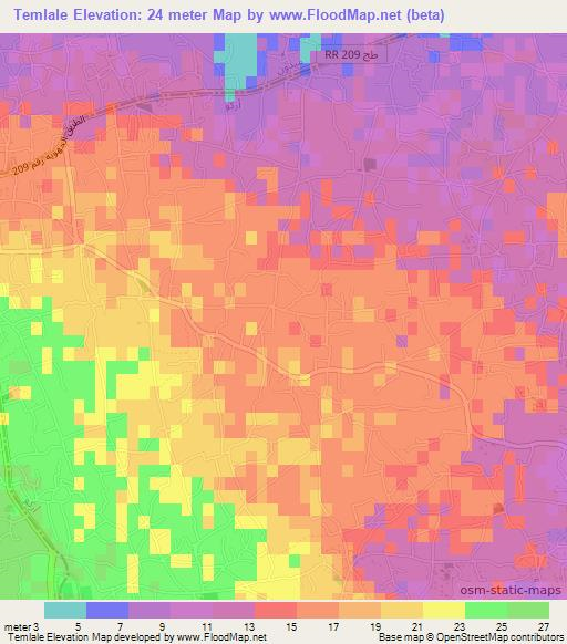 Temlale,Tunisia Elevation Map