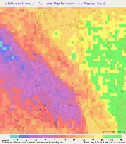 Tarhdimess,Tunisia Elevation Map