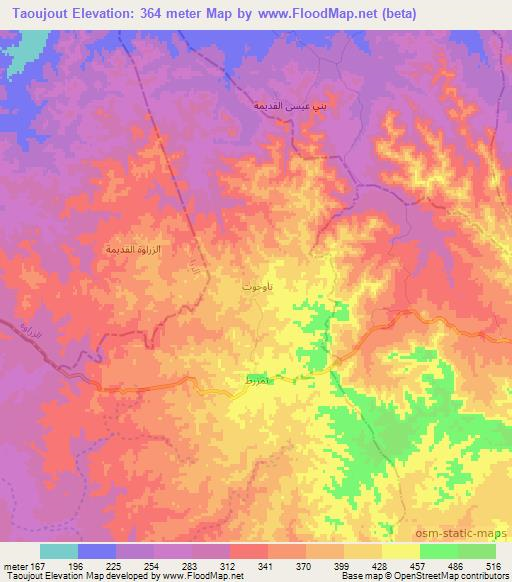 Taoujout,Tunisia Elevation Map