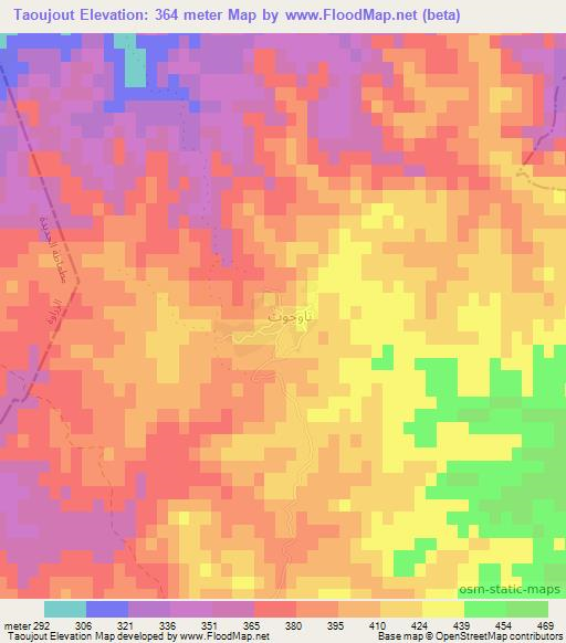 Taoujout,Tunisia Elevation Map
