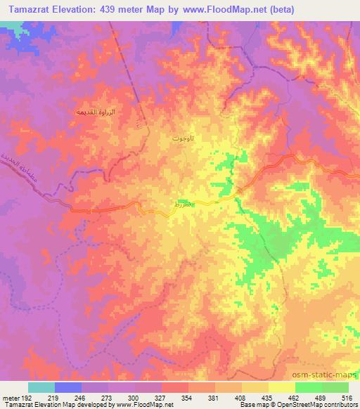 Tamazrat,Tunisia Elevation Map