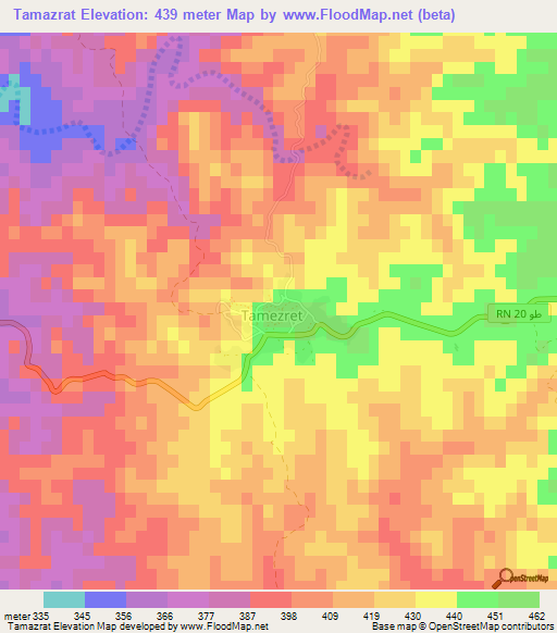 Tamazrat,Tunisia Elevation Map