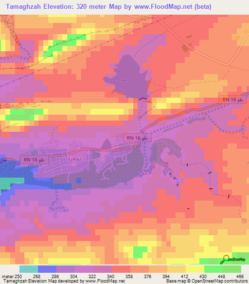 Tamaghzah,Tunisia Elevation Map