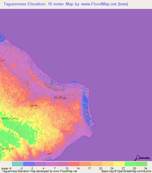Taguermess,Tunisia Elevation Map