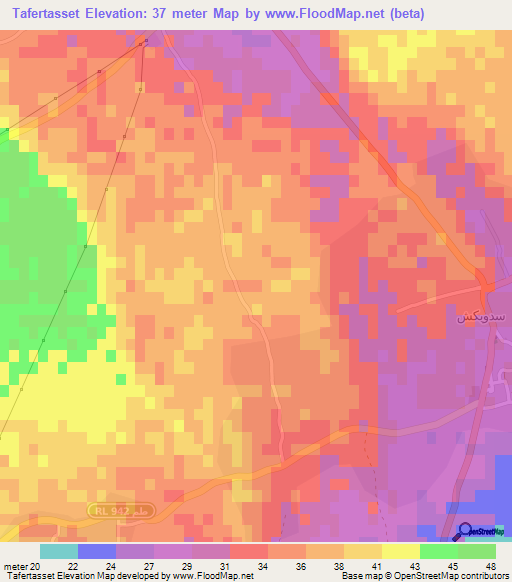 Tafertasset,Tunisia Elevation Map