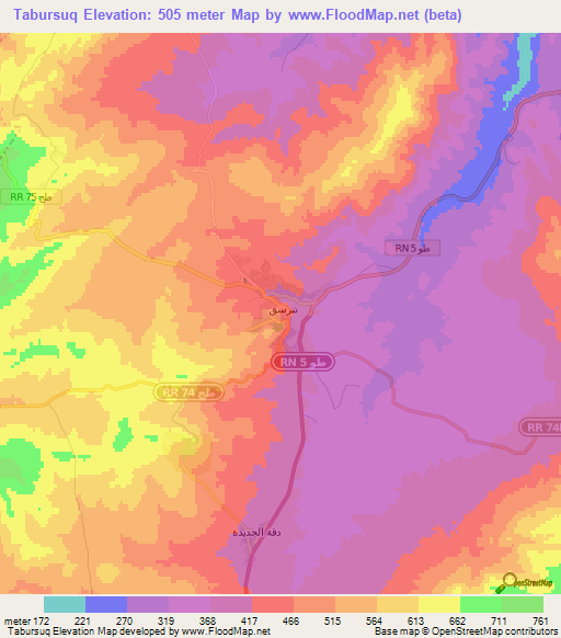 Tabursuq,Tunisia Elevation Map