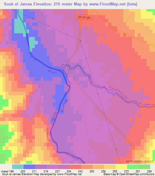 Souk el Jamaa,Tunisia Elevation Map