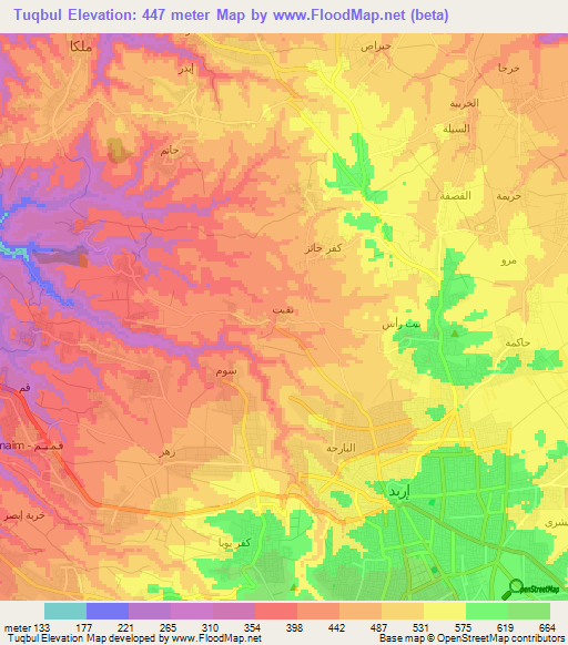 Tuqbul,Jordan Elevation Map