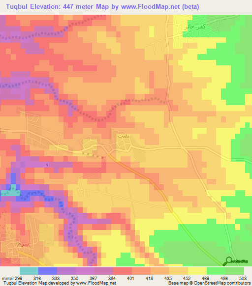 Tuqbul,Jordan Elevation Map