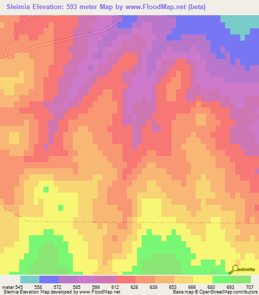 Sleimia,Tunisia Elevation Map