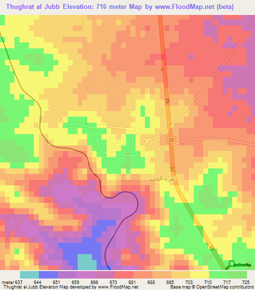Thughrat al Jubb,Jordan Elevation Map