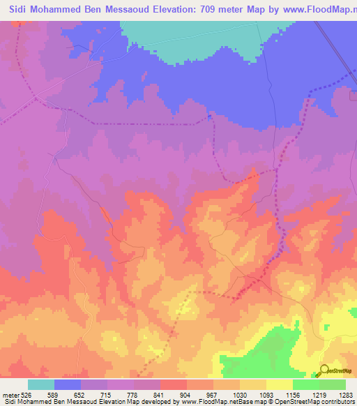 Sidi Mohammed Ben Messaoud,Tunisia Elevation Map