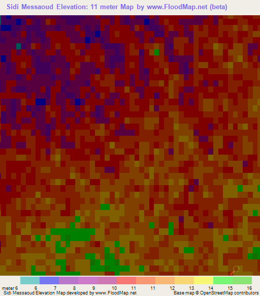 Sidi Messaoud,Tunisia Elevation Map