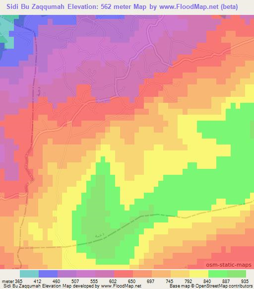 Sidi Bu Zaqqumah,Tunisia Elevation Map
