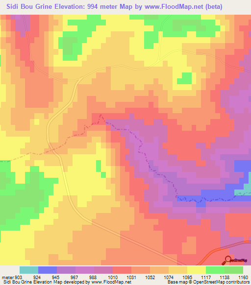 Sidi Bou Grine,Tunisia Elevation Map