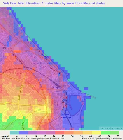 Sidi Bou Jafer,Tunisia Elevation Map