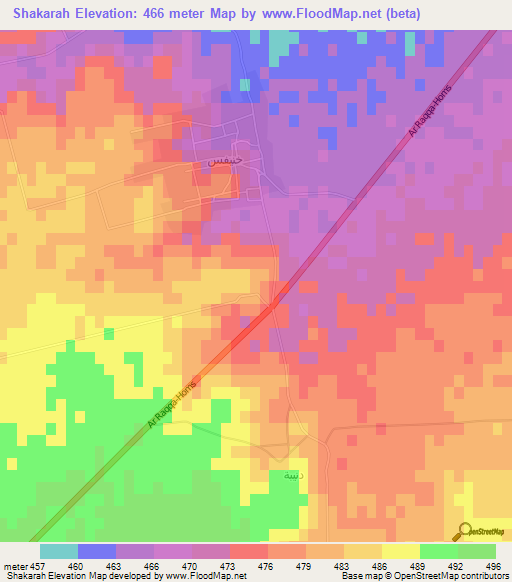 Shakarah,Syria Elevation Map