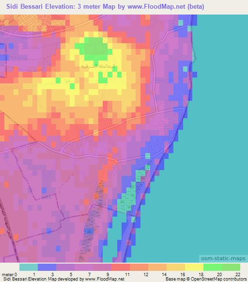 Sidi Bessari,Tunisia Elevation Map