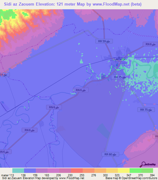 Sidi az Zaouem,Tunisia Elevation Map