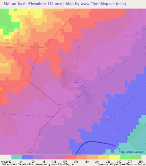 Sidi an Nasir,Tunisia Elevation Map