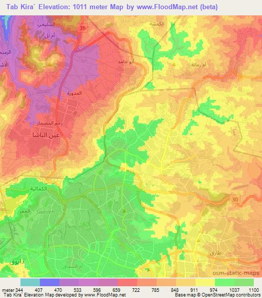 Tab Kira`,Jordan Elevation Map