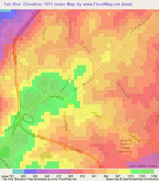 Tab Kira`,Jordan Elevation Map