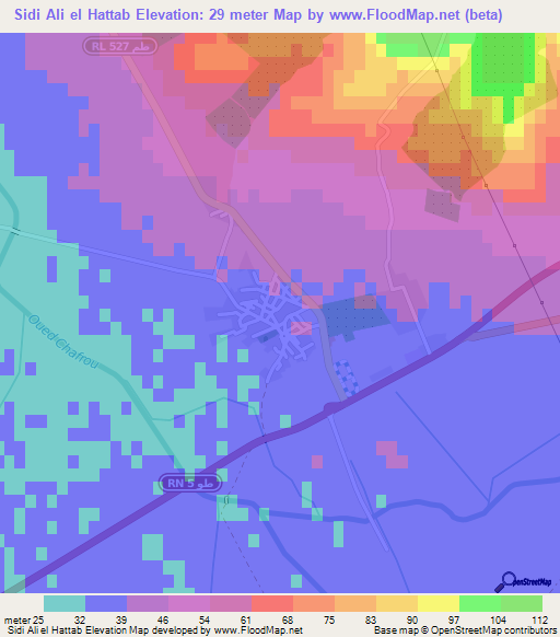 Sidi Ali el Hattab,Tunisia Elevation Map