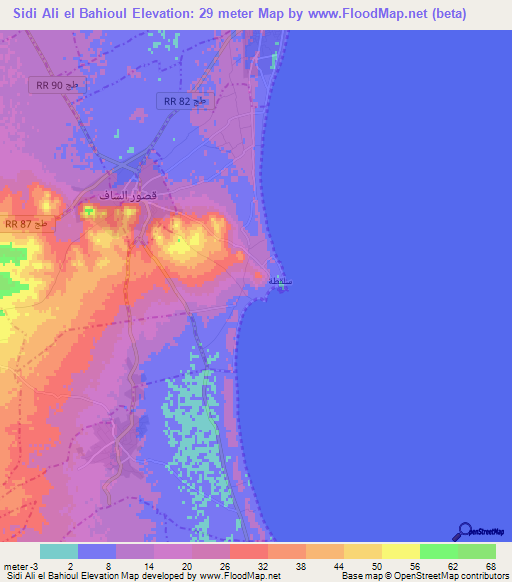 Sidi Ali el Bahioul,Tunisia Elevation Map