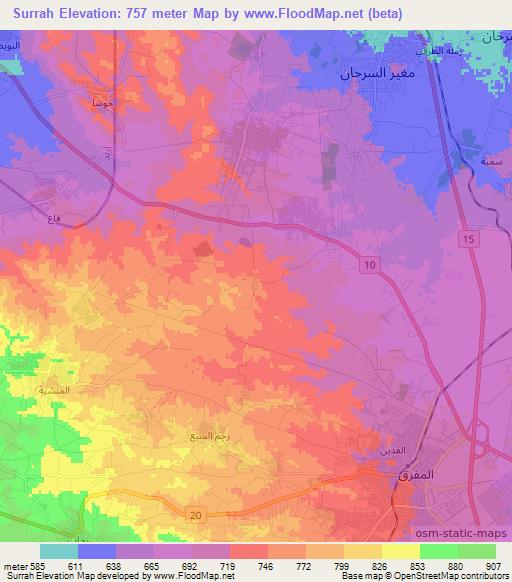 Surrah,Jordan Elevation Map