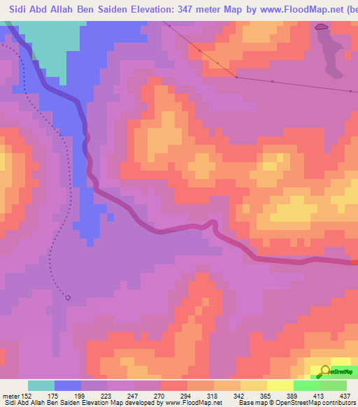 Sidi Abd Allah Ben Saiden,Tunisia Elevation Map
