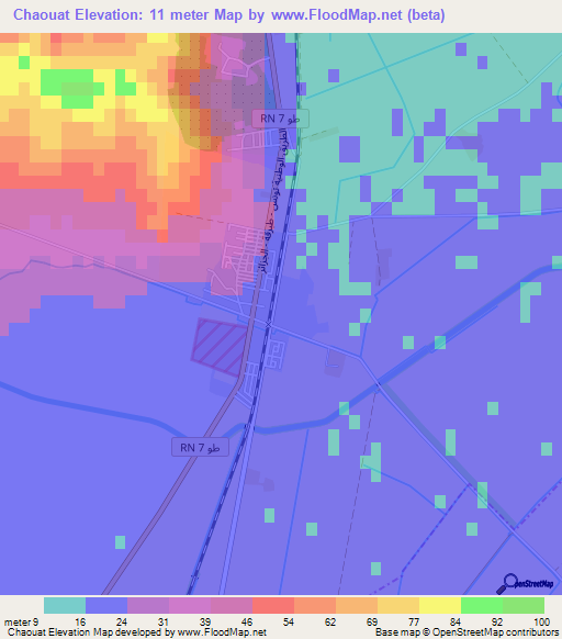Chaouat,Tunisia Elevation Map