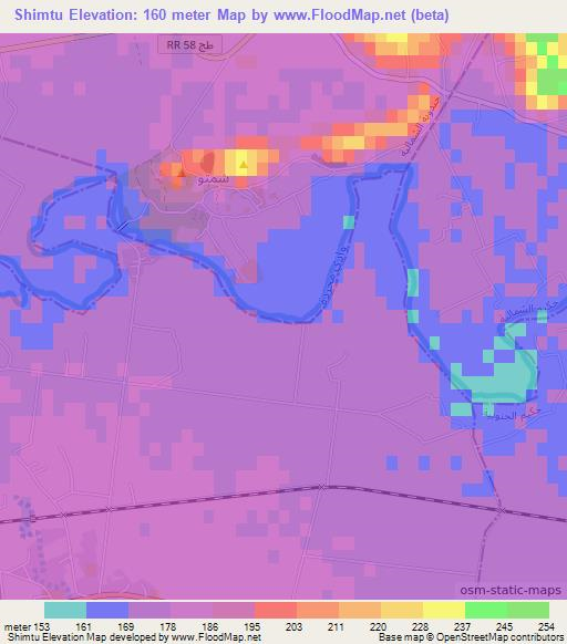 Shimtu,Tunisia Elevation Map