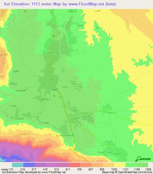 Sul,Jordan Elevation Map