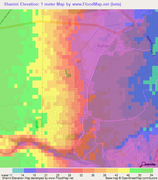 Shanini,Tunisia Elevation Map