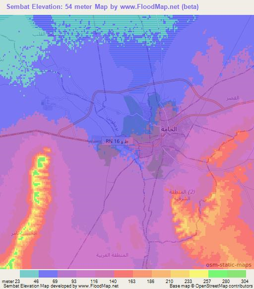 Sembat,Tunisia Elevation Map