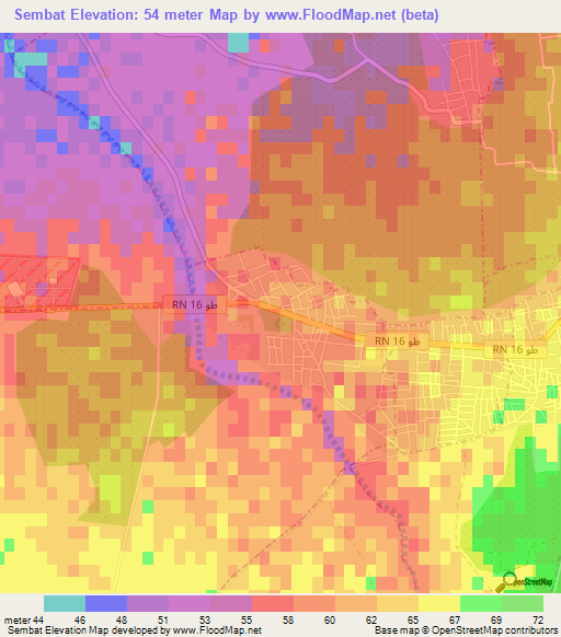 Sembat,Tunisia Elevation Map