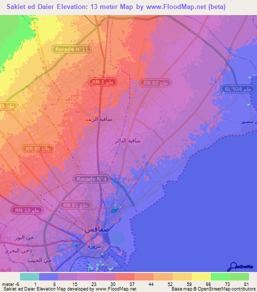 Sakiet ed Daier,Tunisia Elevation Map