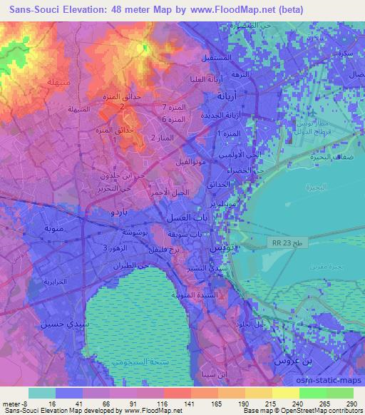 Sans-Souci,Tunisia Elevation Map