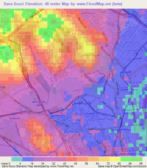 Sans-Souci,Tunisia Elevation Map
