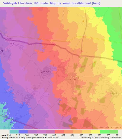 Subhiyah,Jordan Elevation Map