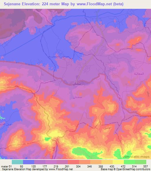 Sejenane,Tunisia Elevation Map