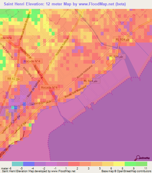 Saint Henri,Tunisia Elevation Map